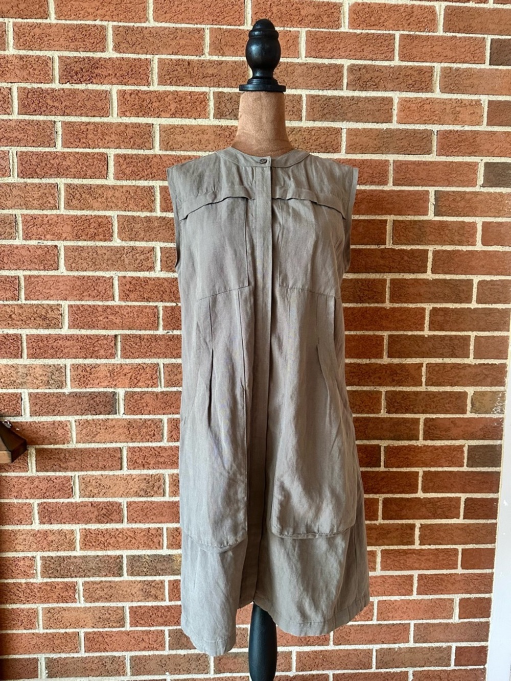 Nau Taupe Sleeveless Tunic Mini Dress, Size Small